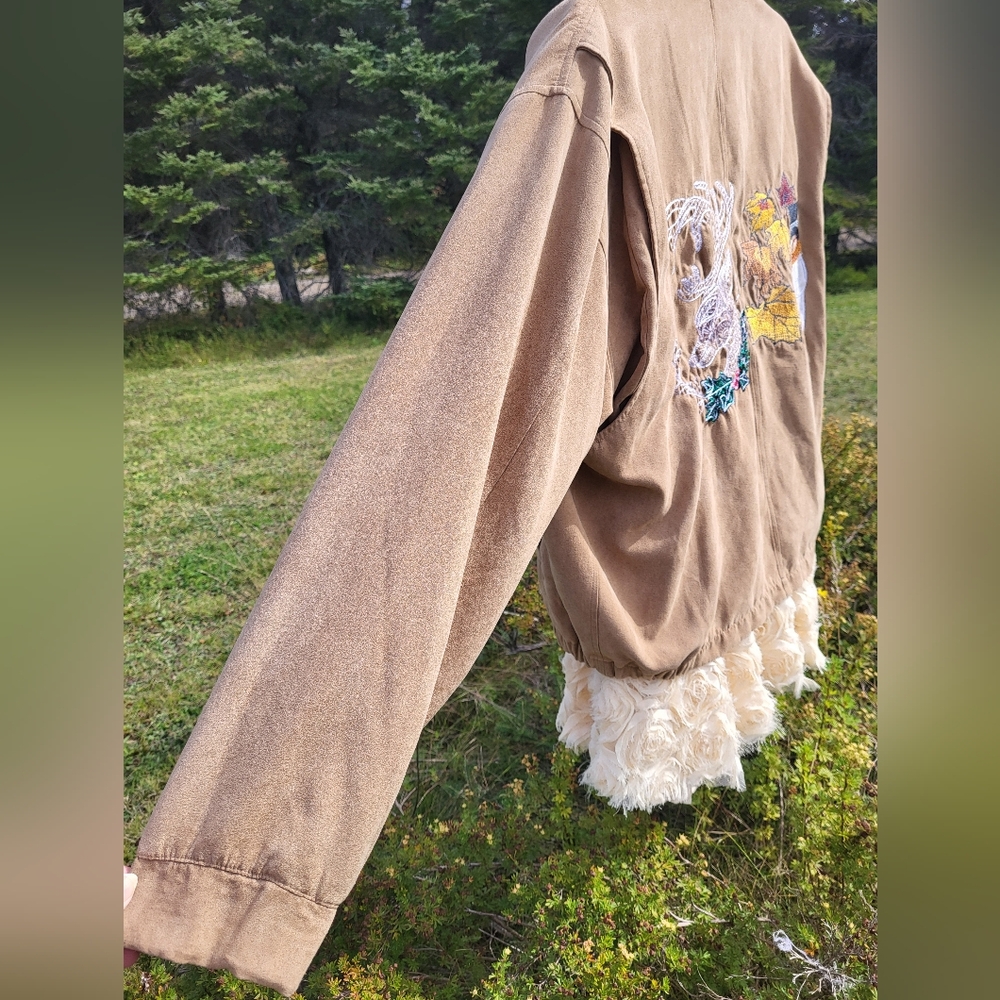 "Fall Transition" Cute Embroidered Jacket - Picture 3 of 4